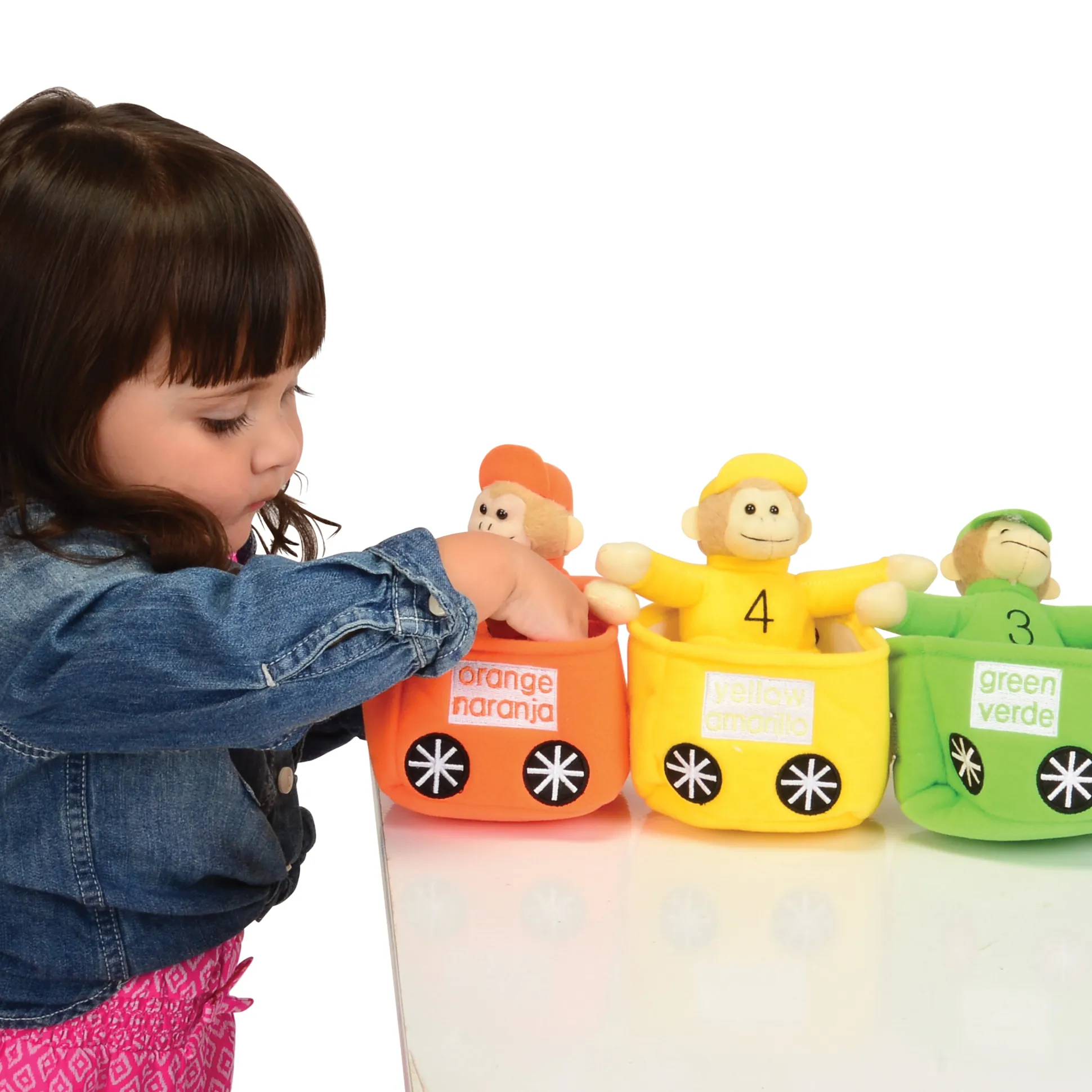 Play and Learn Monkey Train | Color and Number Learning Toy with 5 Soft Monkeys | Bilingual