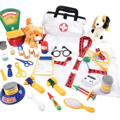 Play Vet Combo Set | 31-Piece Kids Veterinary Pretend Play Kit with Plush Dog, Cat, Pet Scale & Vet Coat