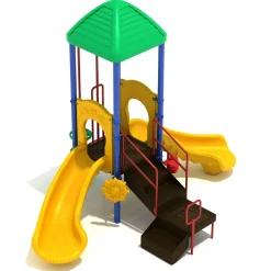 Powells Bay Dual Slide Playground Set | ADA-Compliant Outdoor Play Structure with Climber, Ship’s Wheel & Shade Roof for Ages 2–12