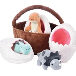 Prehistoric Basket of Dinos Plush Play Set | 7-Piece Soft Toy Set