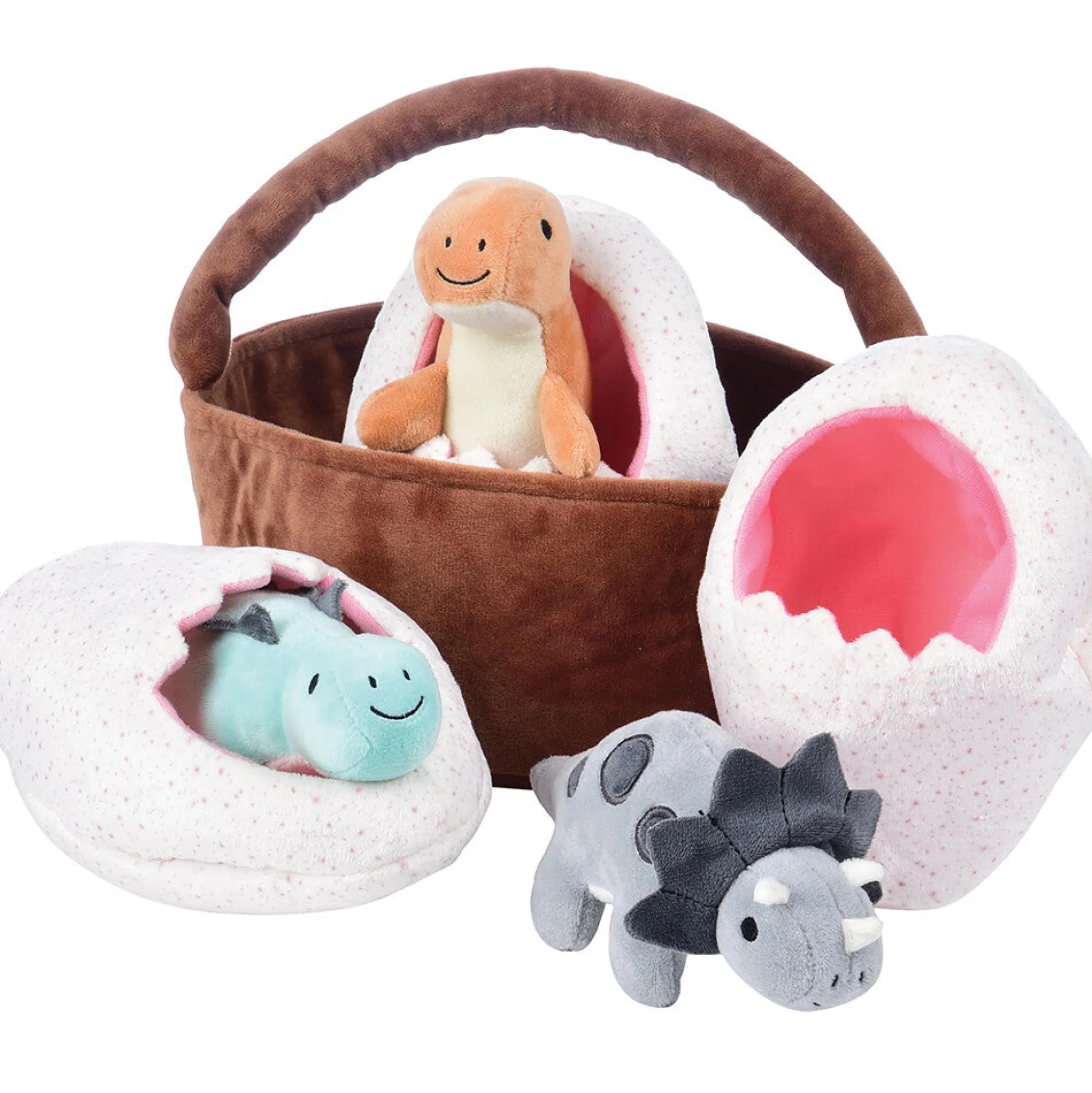 Prehistoric Basket of Dinos Plush Play Set | 7-Piece Soft Toy Set