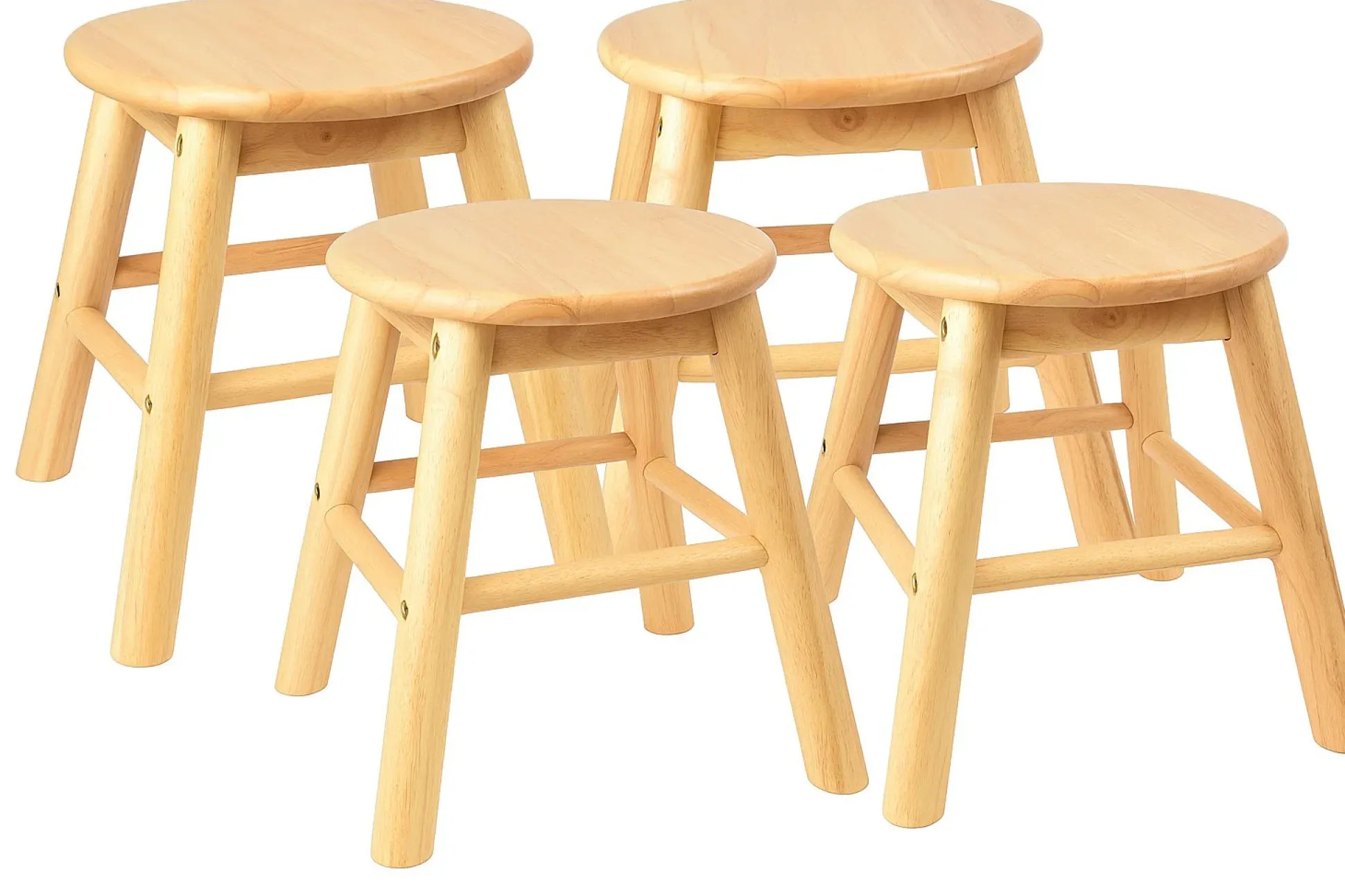 Preschool Wooden Stool Bundle | 4-Pack Durable Hardwood Classroom Seating