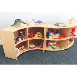 Quarter Circle Birch Storage Unit with Inner Shelves | Early Childhood Learning Spaces