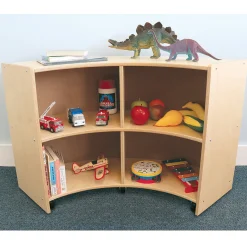 Quarter Circle Birch Storage Unit with Inner Shelves | Early Childhood Learning Spaces