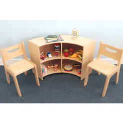 Quarter Circle Birch Storage Unit with Inner Shelves | Early Childhood Learning Spaces