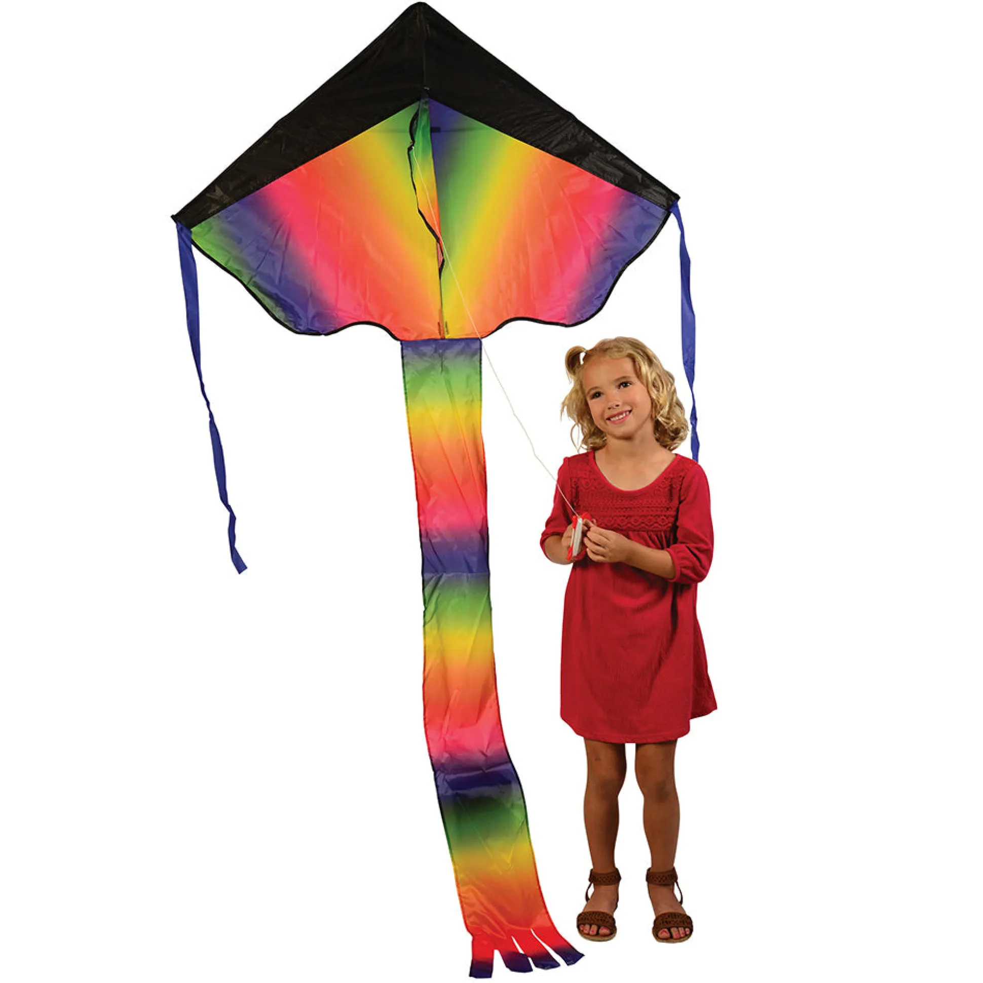 Rainbow Dragon Tail Kite | Easy-Fly Nylon Kite with 41" Wingspan