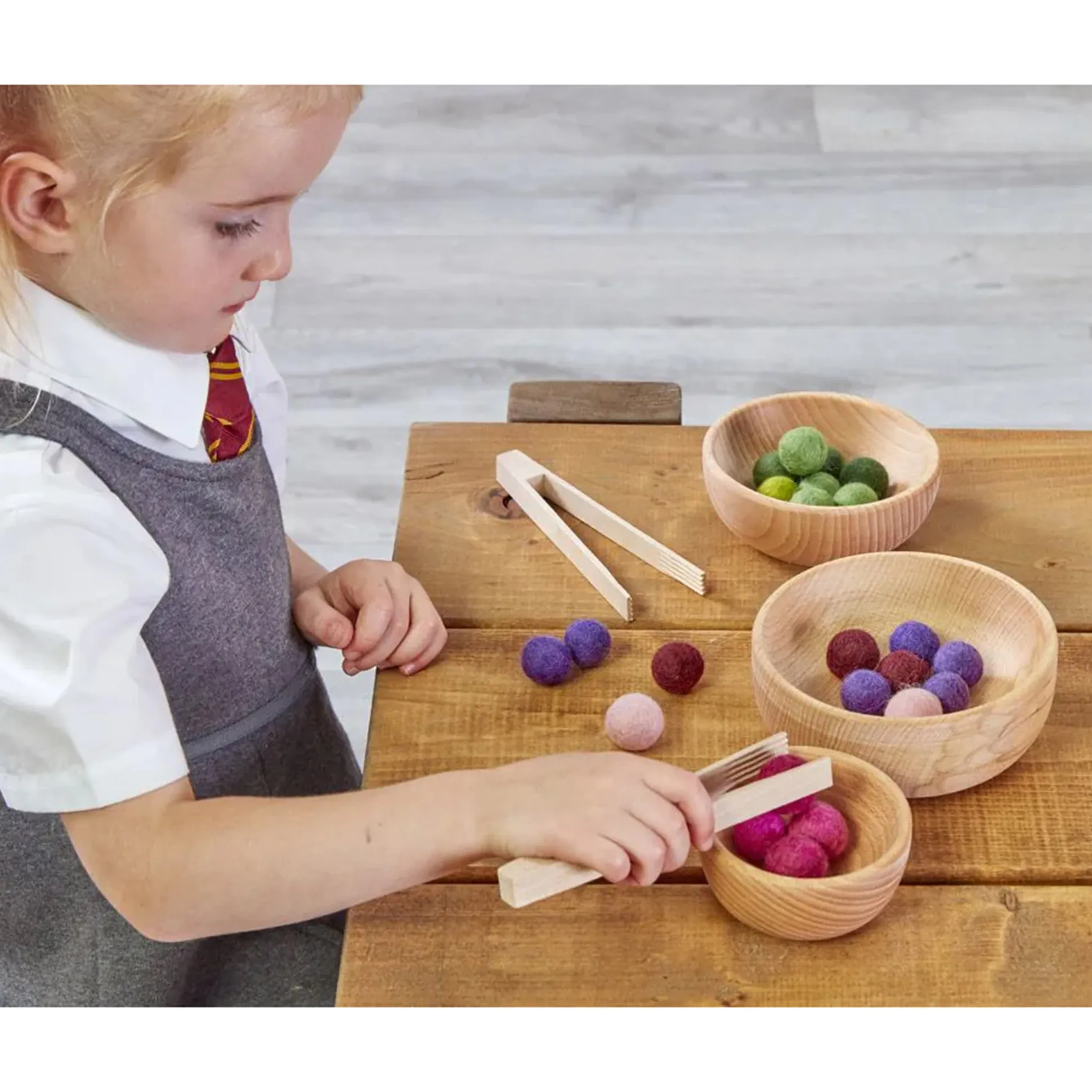 Rainbow Felt Bowls & Balls Set | Montessori Color Sorting, Counting, and Fine Motor Skills Learning Kit