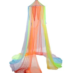 Rainbow Retreat Reading & Play Canopy | 8' Tall with Tie-Back Entrance & Colorful Netting