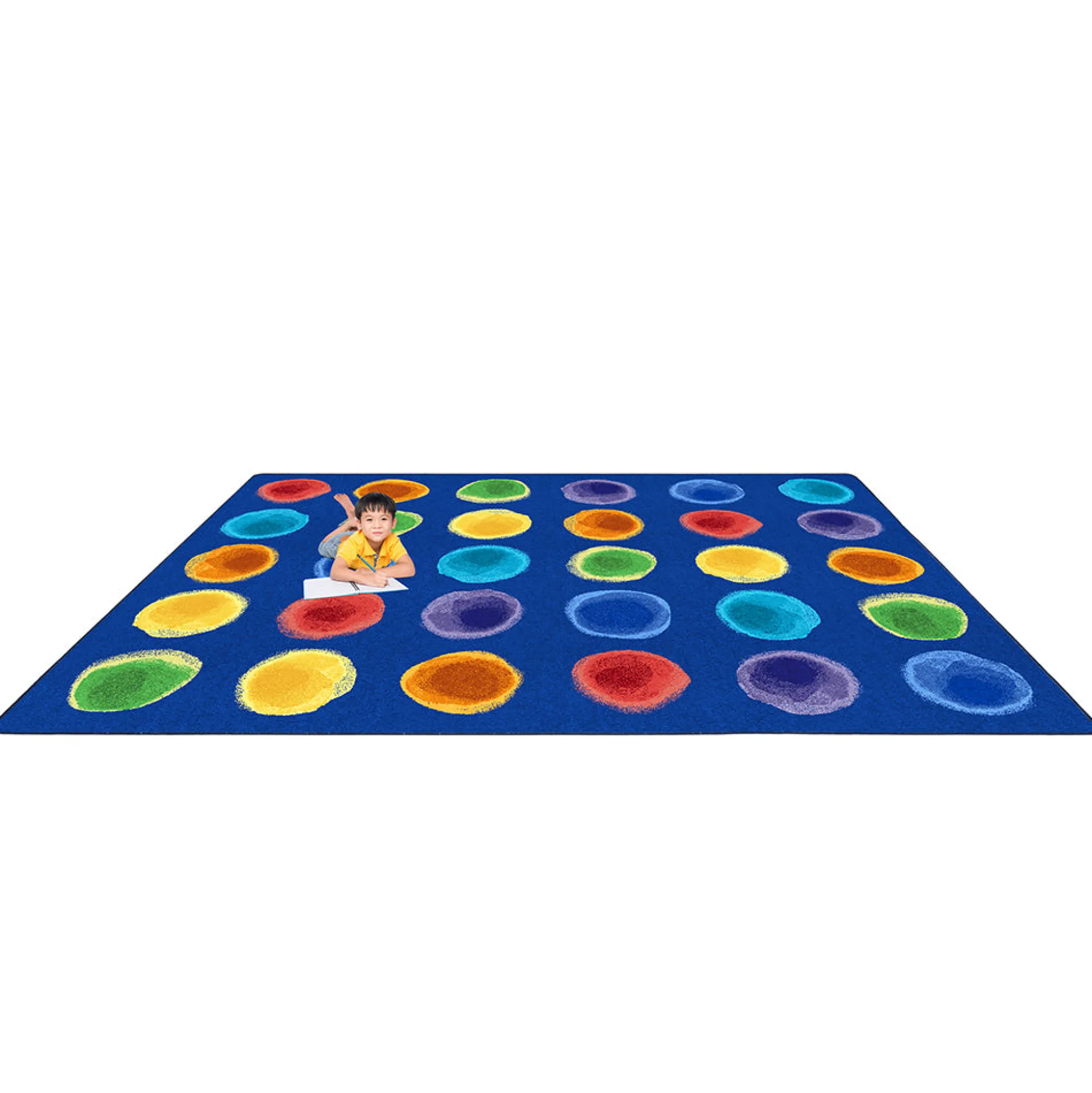 Rainbow Watercolor Spots Classroom Seating Rug