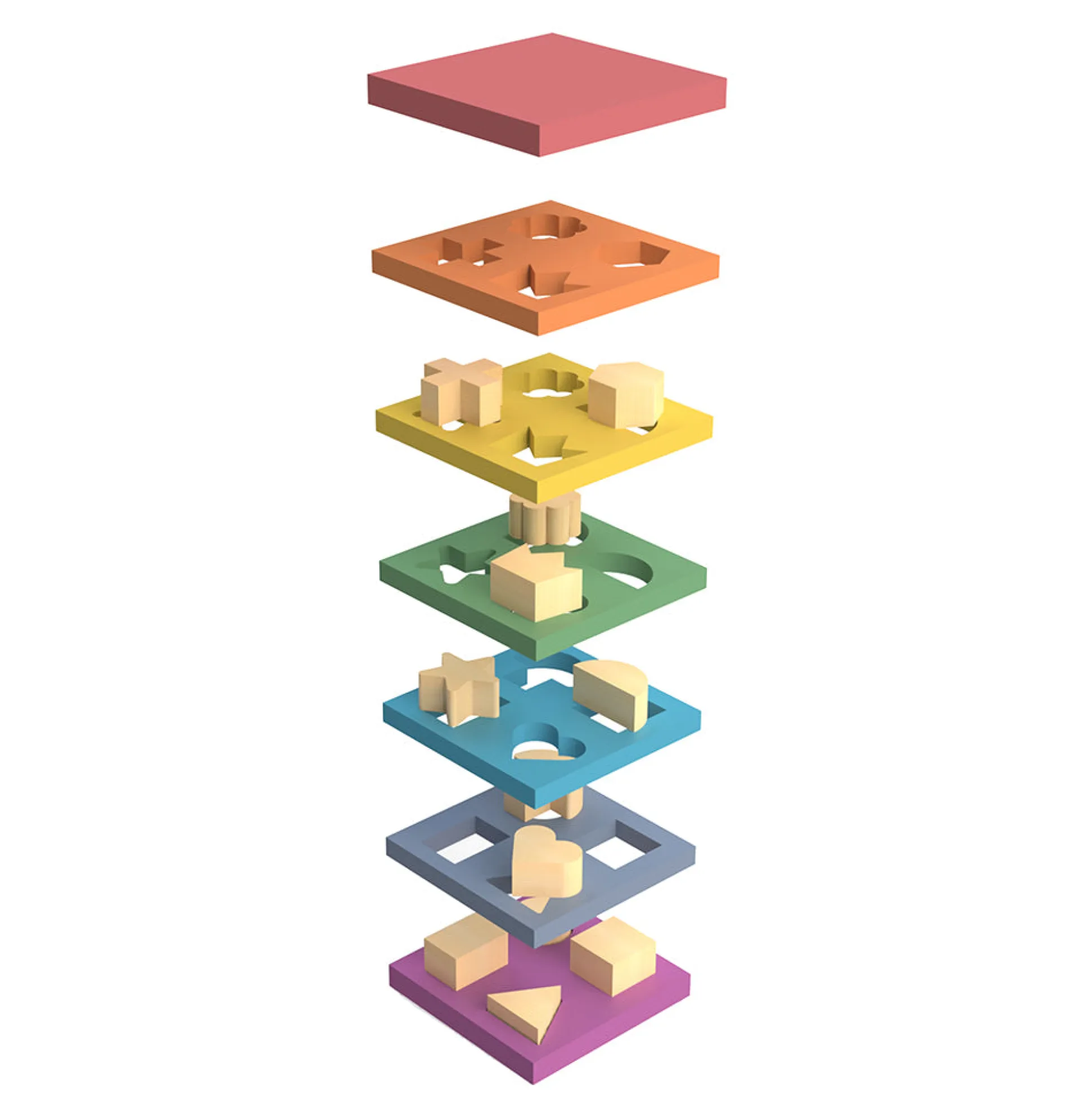 Rainbow Wooden Shape Stacker