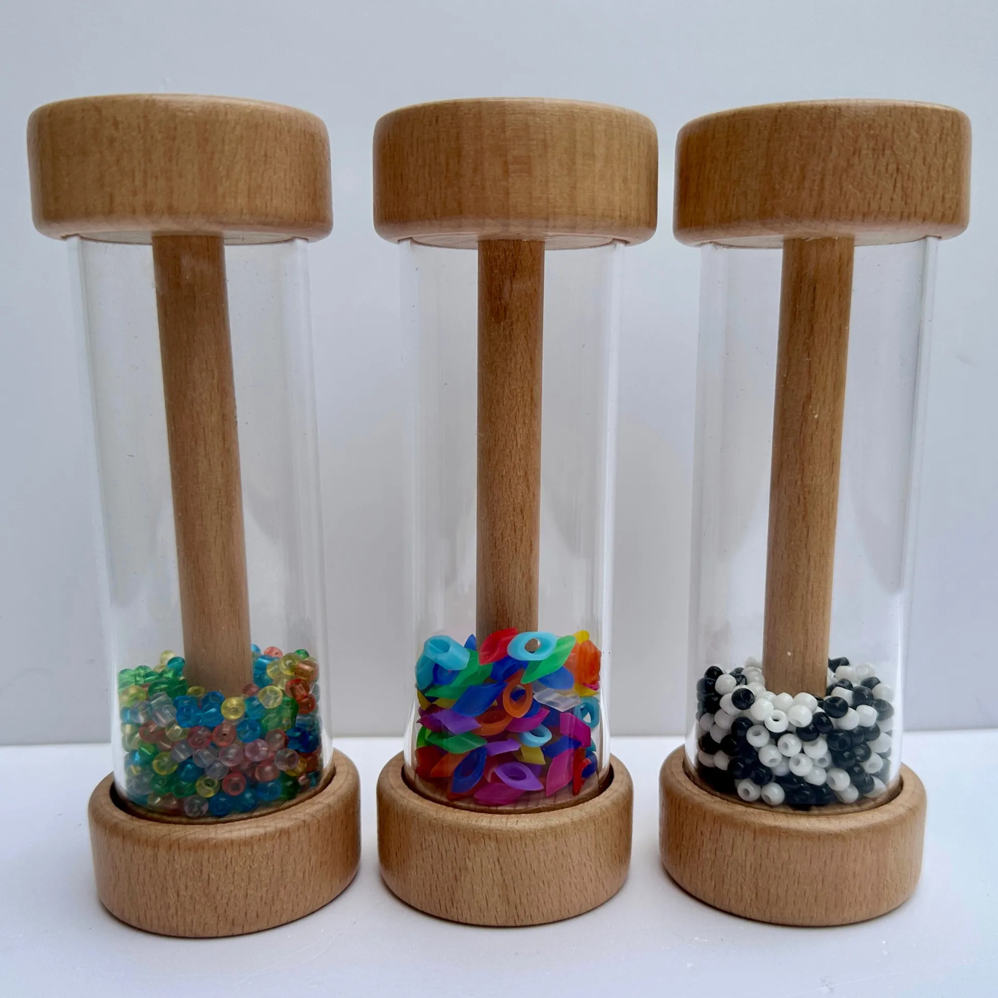 Rattle Rollers Sensory Toy Set | Wooden Baby Rattle Rollers with Sound, Glow & Visual Stimulation