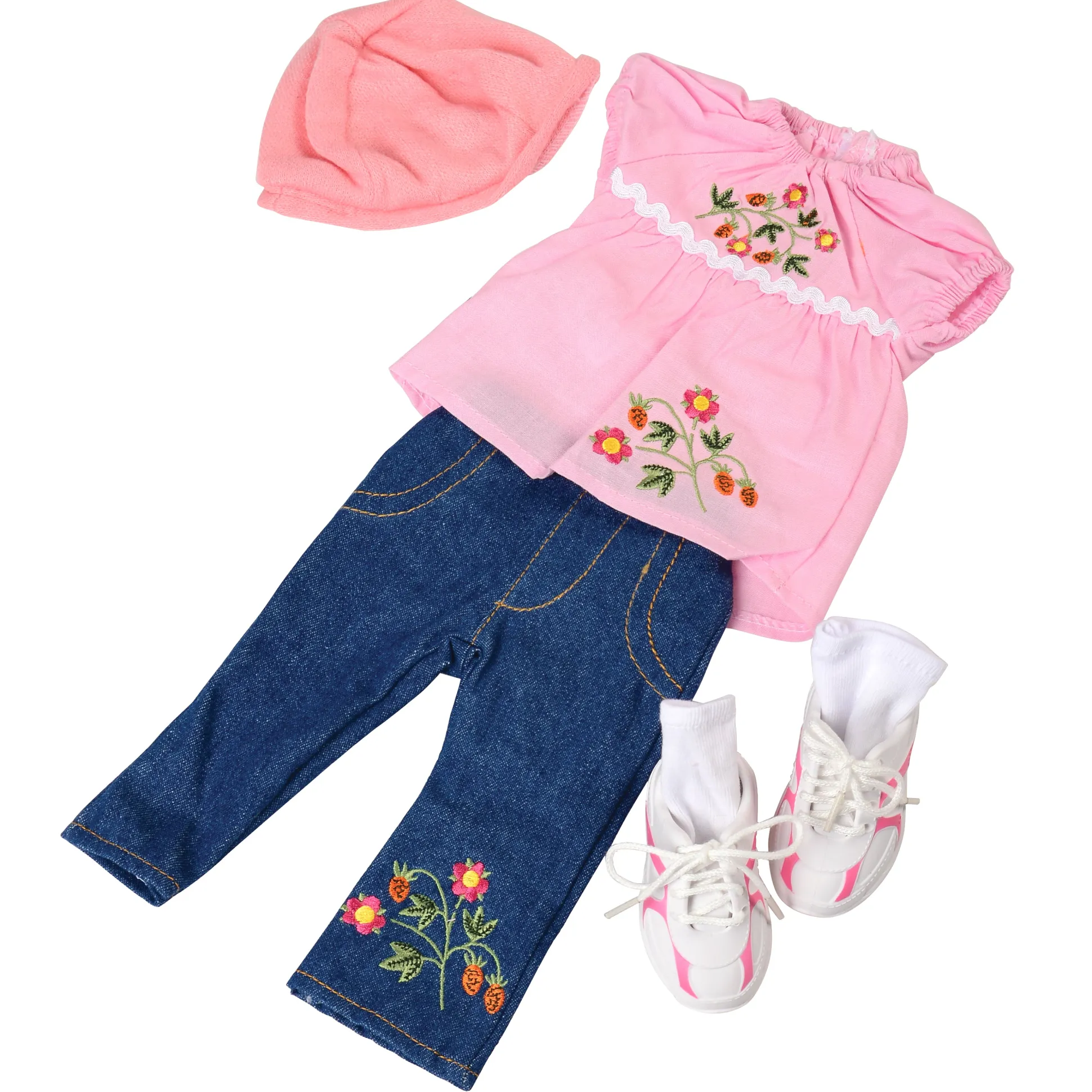 Realistic Doll Clothing Set for 16"–18" Dolls - Jeans, Hat & Shoes