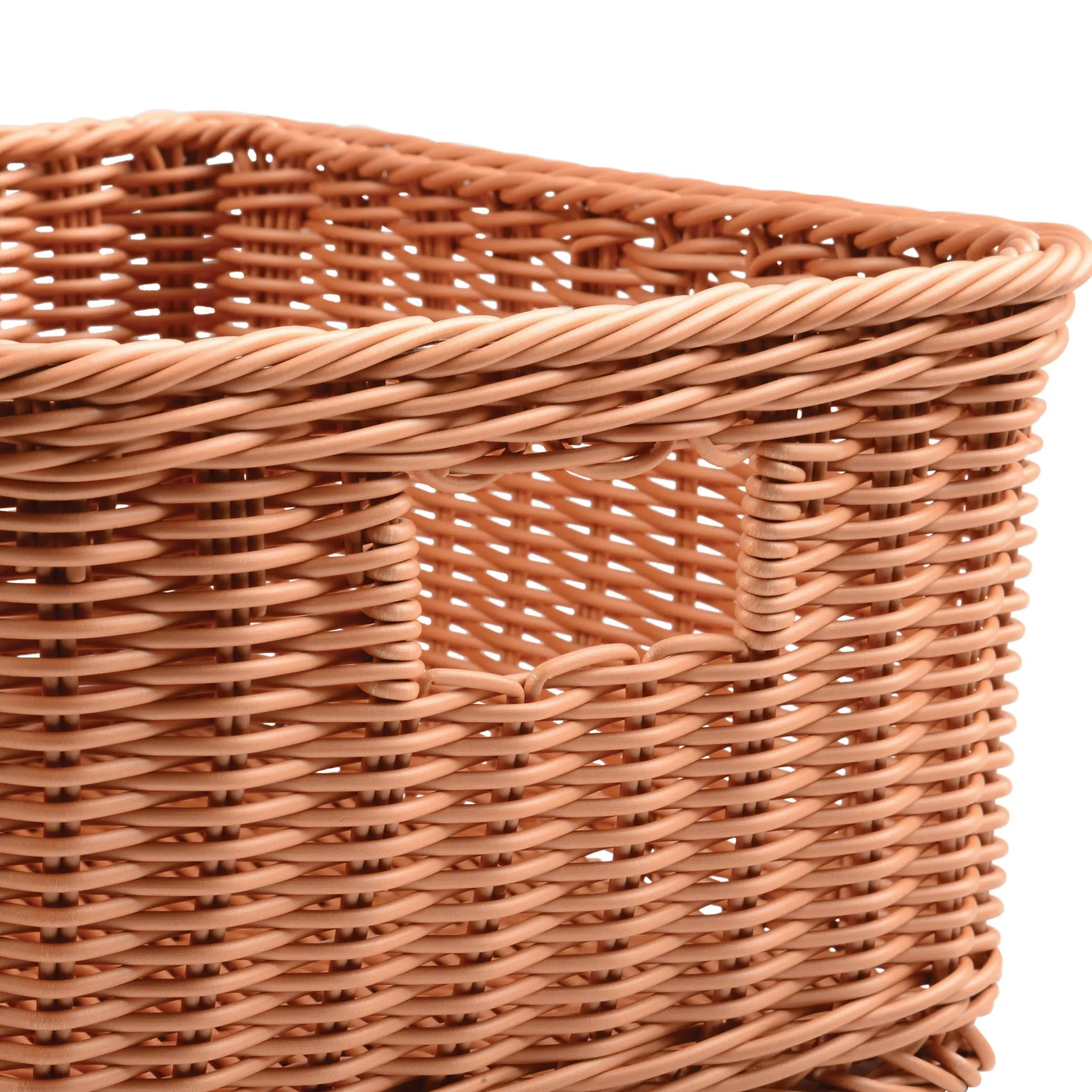 Rectangle Plastic Woven Basket/w Handles