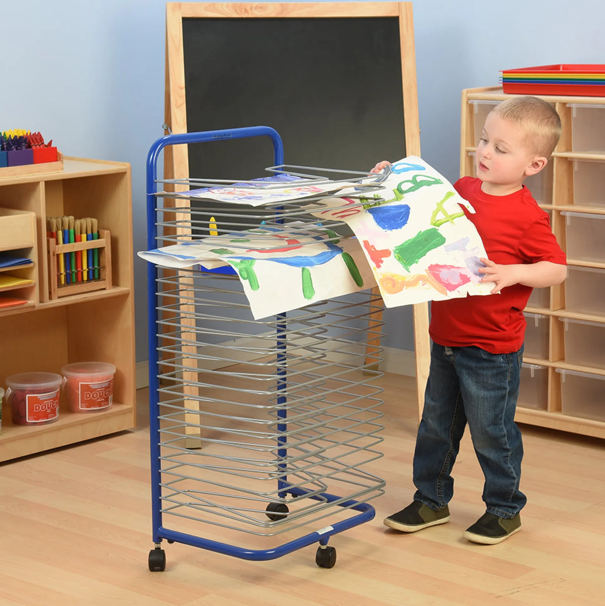 Rolling Art Drying Rack with 24 Wire Shelves