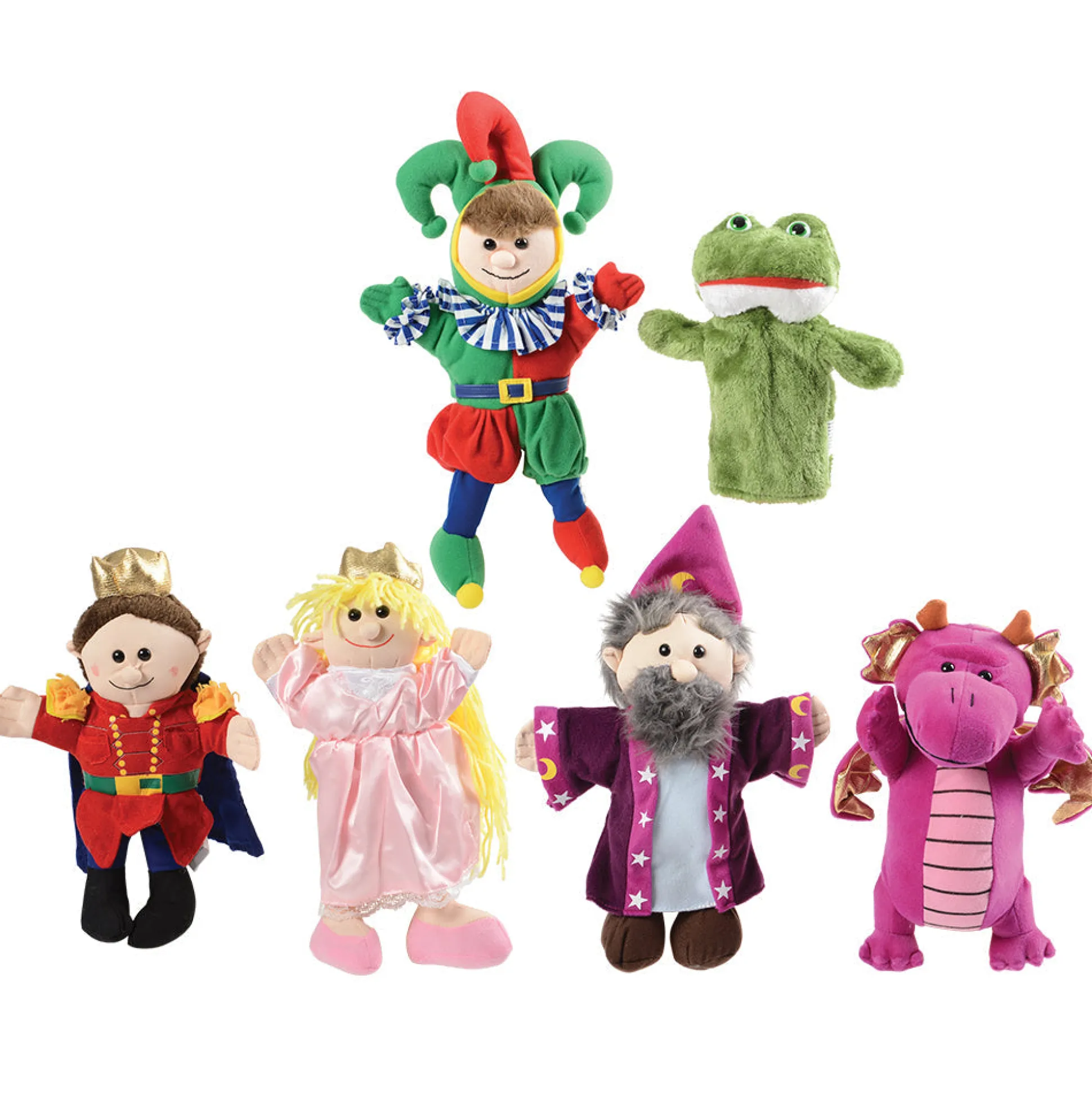 Royal Hand Puppet Play Set | Set of 6 with Prince, Princess, Wizard, Dragon & More