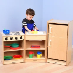 Safe-Play Eco-Friendly Toddler Toy Kitchen | 3 Piece Set