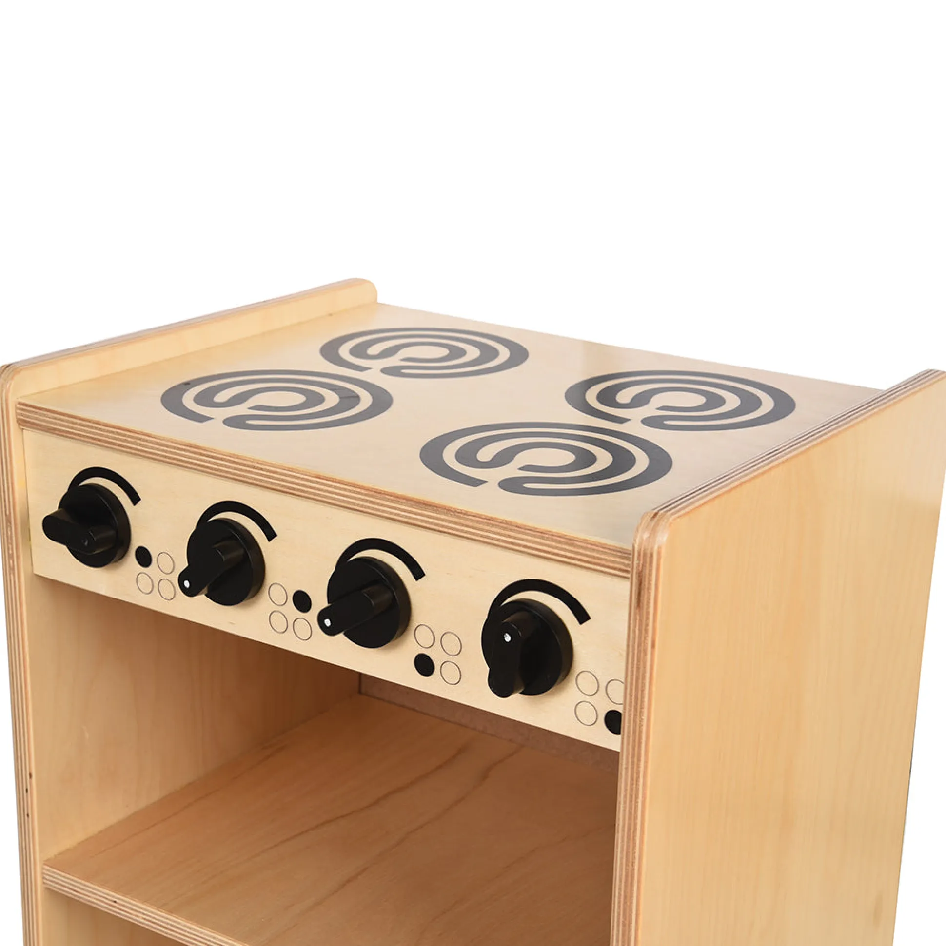 Safe-Play Eco-Friendly Wooden Toddler Kitchen Stove