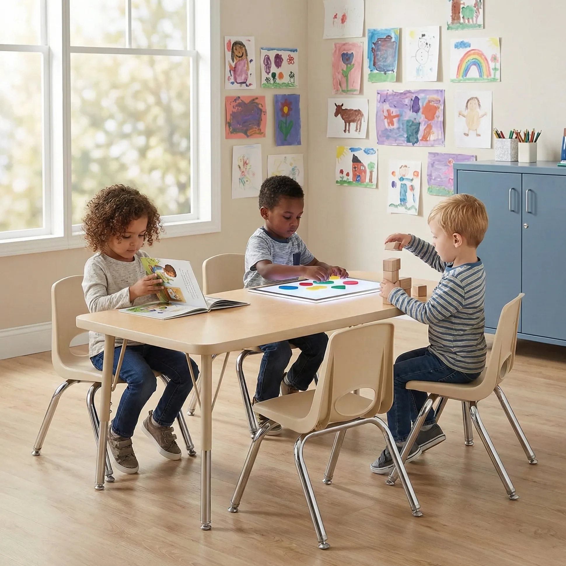 12" Sand Stack Chairs 2-Piece Set | Durable, No-Snag Classroom Seating