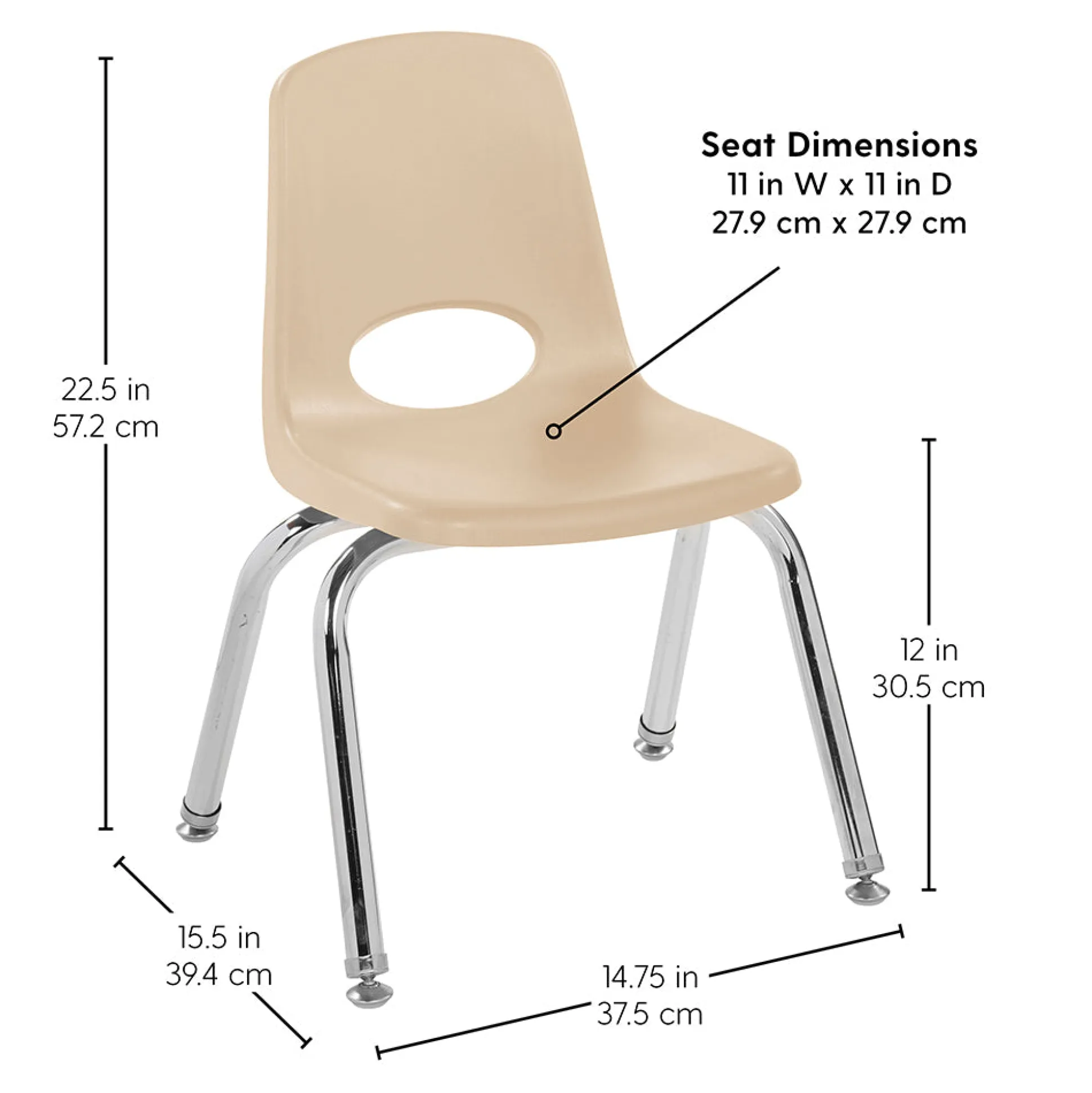 12" Sand Stack Chairs 2-Piece Set | Durable, No-Snag Classroom Seating
