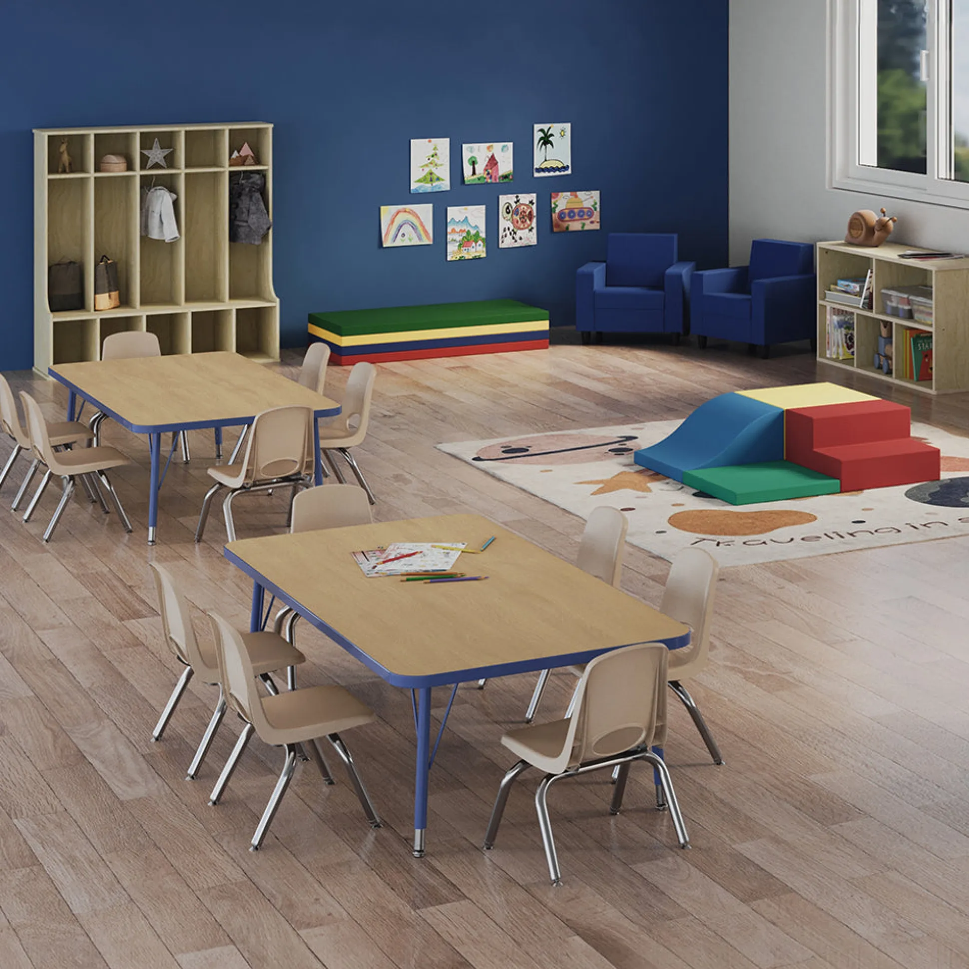 12" Sand Stack Chairs 2-Piece Set | Durable, No-Snag Classroom Seating