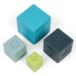 Scandi Nesting Silicone Blocks | Soft Baby Stacking Cubes with Ocean Animal Designs, Water Play Features & Sensory Learning
