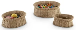 Seagrass Oval Storage Baskets, Set of 3