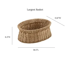 Seagrass Oval Storage Baskets, Set of 3