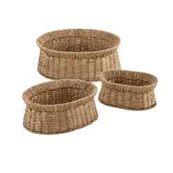 Seagrass Oval Storage Baskets, Set of 3