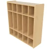 5-Section Preschool Locker with Cubbies, Coat Hooks & Shoe Storage | Maple Finish