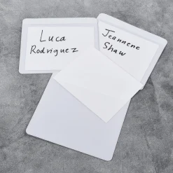 Self-Adhesive Labeling Pockets | 25 Clear Pockets with Inserts for Classroom & Storage Organization