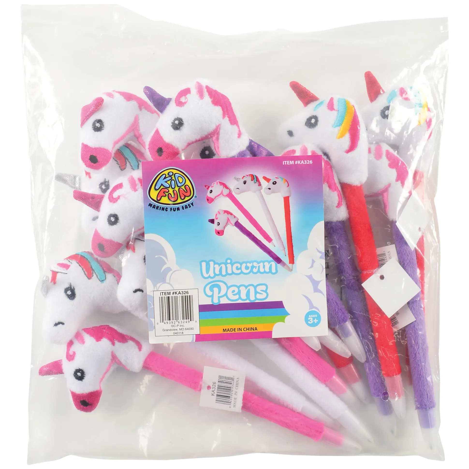 Sensory Soft Plush Unicorn Pen - Set of 12