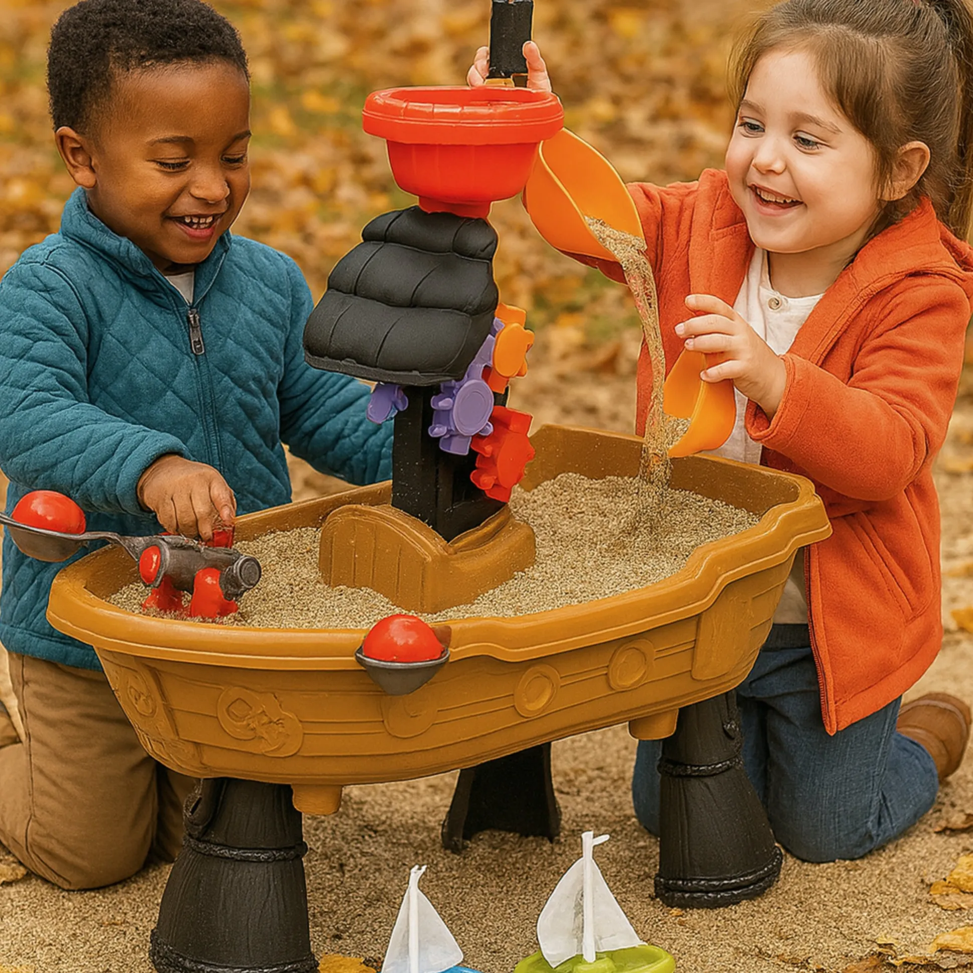 Sensory Voyage Sand & Water Table – Indoor/Outdoor Ship-Themed Water Play Table for Toddlers 18+ Months