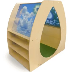 Sky View Sanctuary Reading Nook | Biophilic Quiet Space with Shelving for Early Learning Classrooms