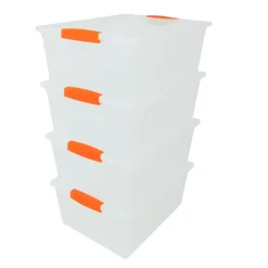 Snap Handle Storage Tote with Latching Lid – Stackable Plastic Organizer Bin for Home, Classroom, Office, Toys, Crafts – 14.25" x 11.5" x 5.75"