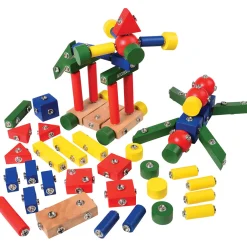 Snap-N-Play Wooden Building Set | 65-Piece Connectable Blocks