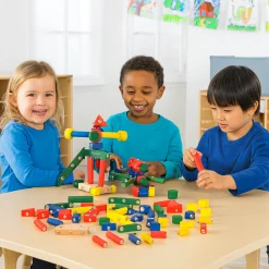 Snap-N-Play Wooden Building Set | 65-Piece Connectable Blocks