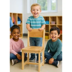 Solid Hardwood Child-Sized Chair | 12" Seat Height, Durable & Safe Classroom Seating