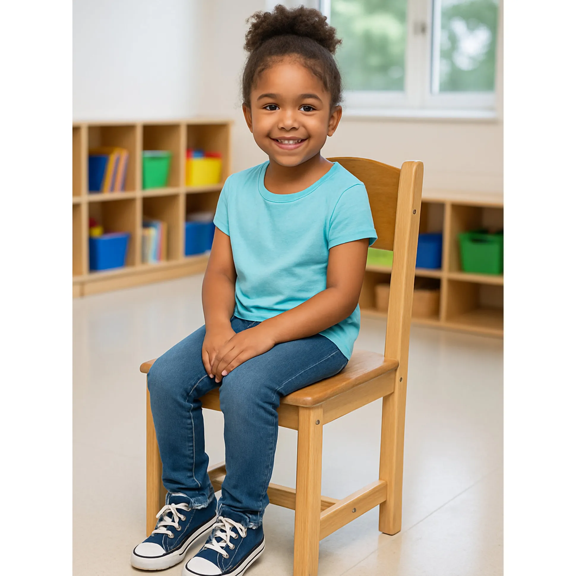 Solid Hardwood Child-Sized Chair | 14" Seat Height, Durable & Safe Classroom Seating
