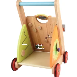Solid Wood Activity Walker | Sensory Exploration with Spinning Mirror & Gears & Mazes
