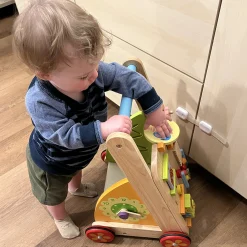 Solid Wood Activity Walker | Sensory Exploration with Spinning Mirror & Gears & Mazes