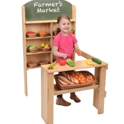 Solid Wood Easy-Shop Market Stall with Chalkboard Marquee