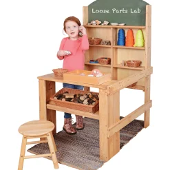 Solid Wood Easy-Shop Market Stall with Chalkboard Marquee