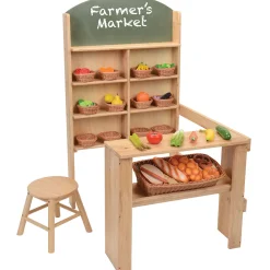 Solid Wood Easy-Shop Market Stall with Chalkboard Marquee