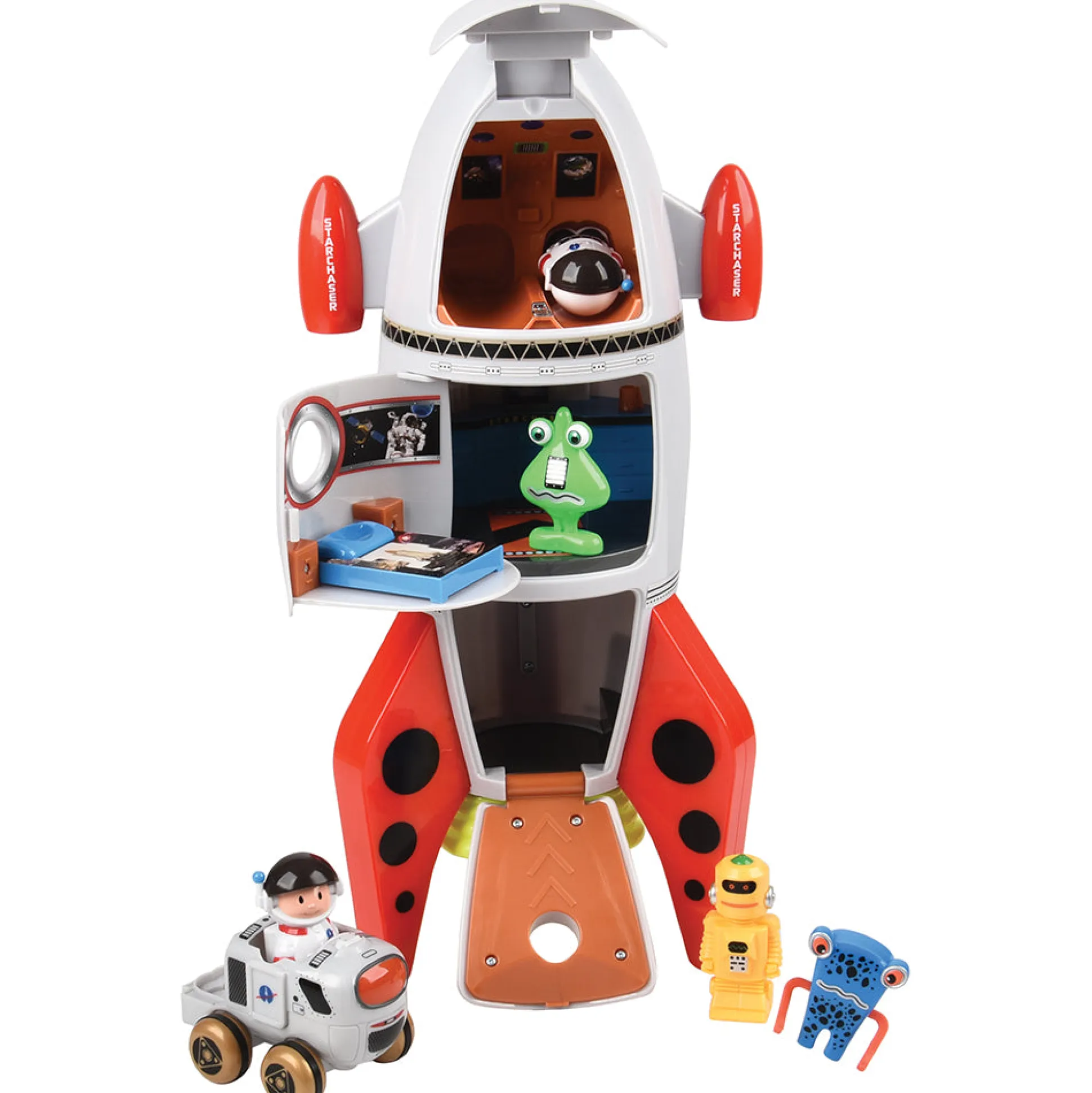 Space Mission Rocket Ship Playset with Sounds | 7-Piece Astronaut & Alien Adventure Set