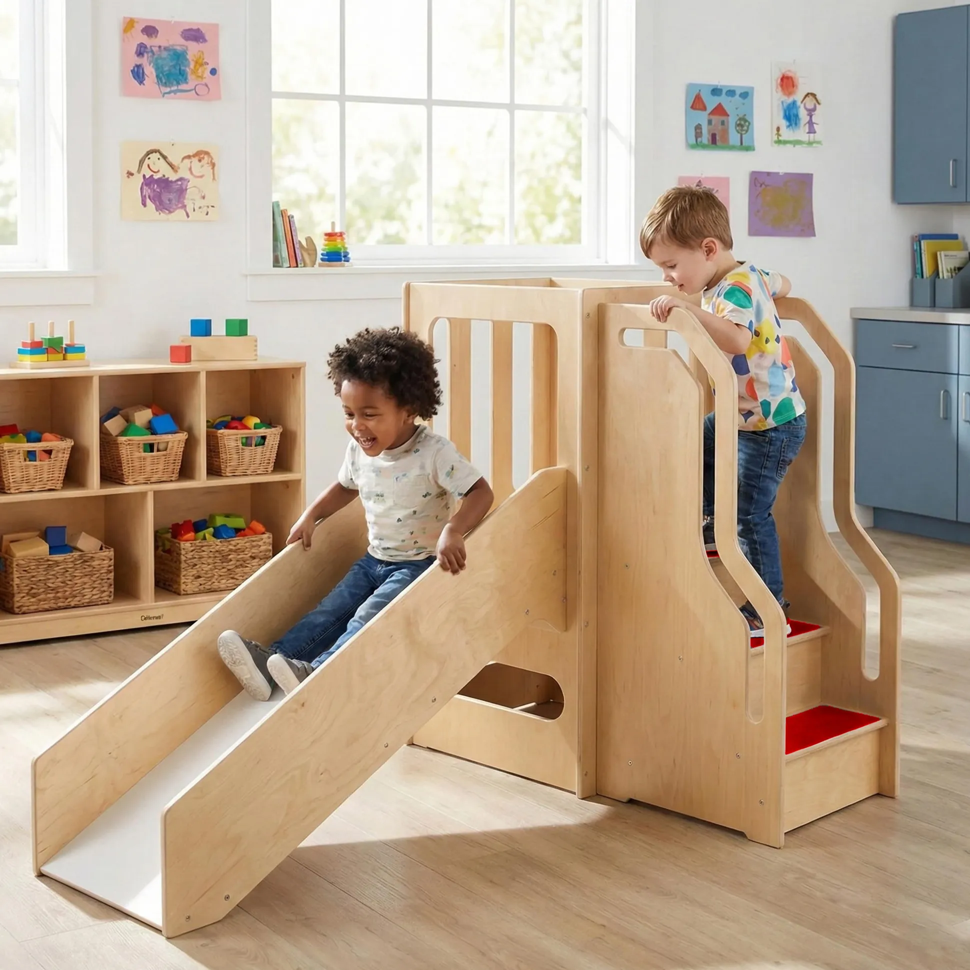 Space-Saver Toddler Wooden Activity Center