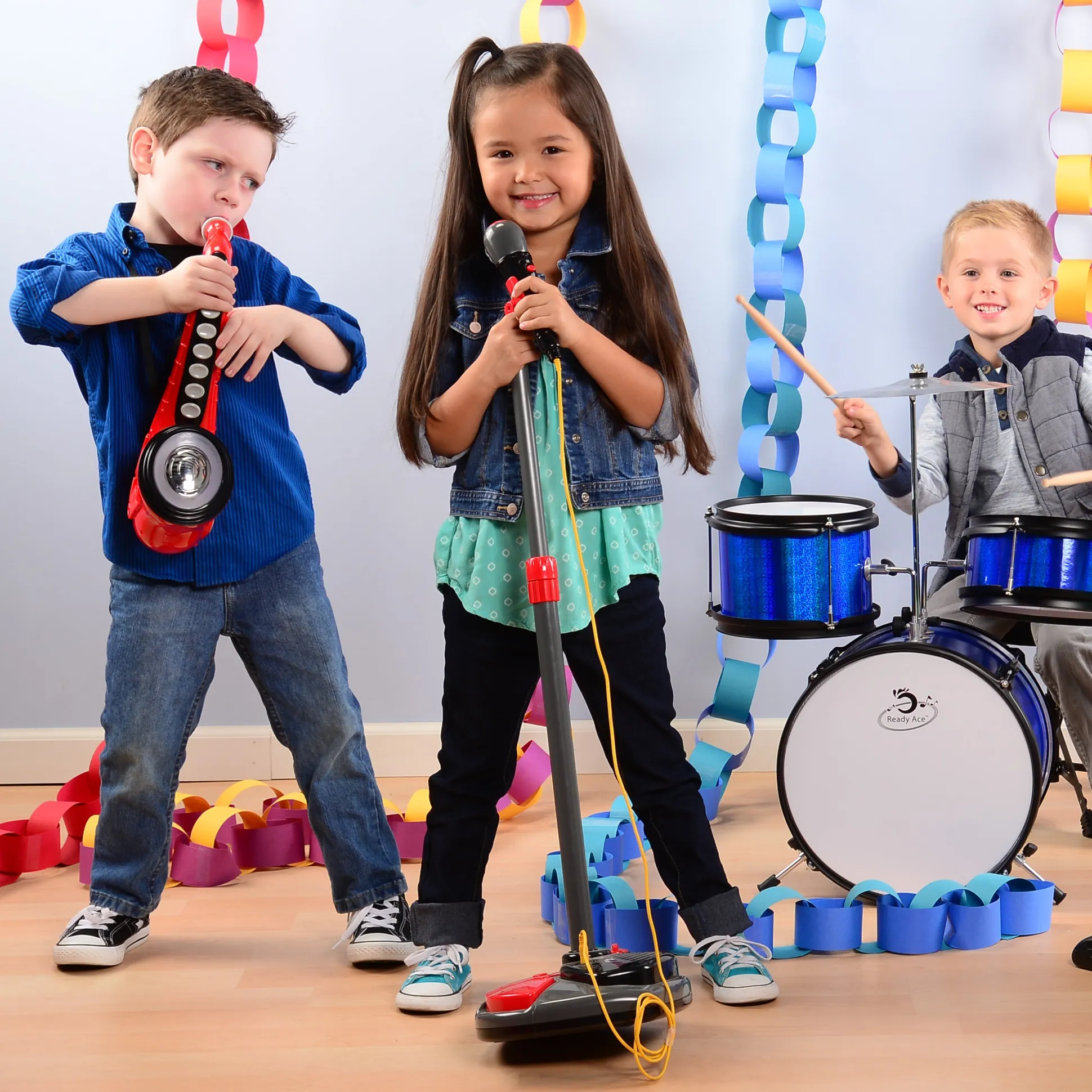 Stage Microphone with Sound Effects & Foot Pedals | Adjustable Stand, Applause, Drum Sounds