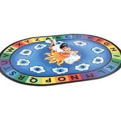Sunny Day Learning Rug | Colorful Oval Carpet with Letters & Numbers