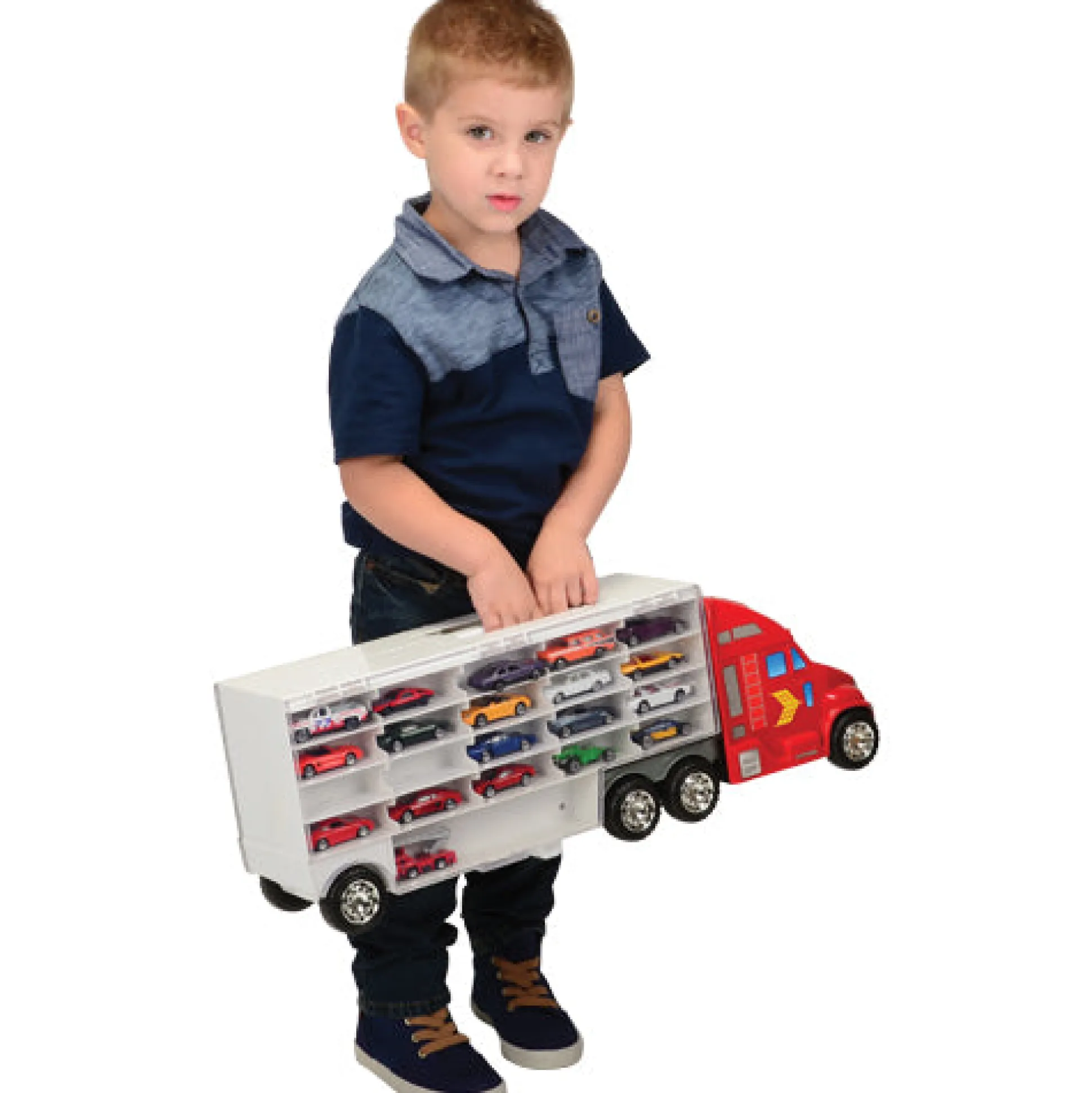Super-Rig Carrier for 44 Die-Cast Cars | Heavy-Duty 8-Wheel Storage Case with Handle