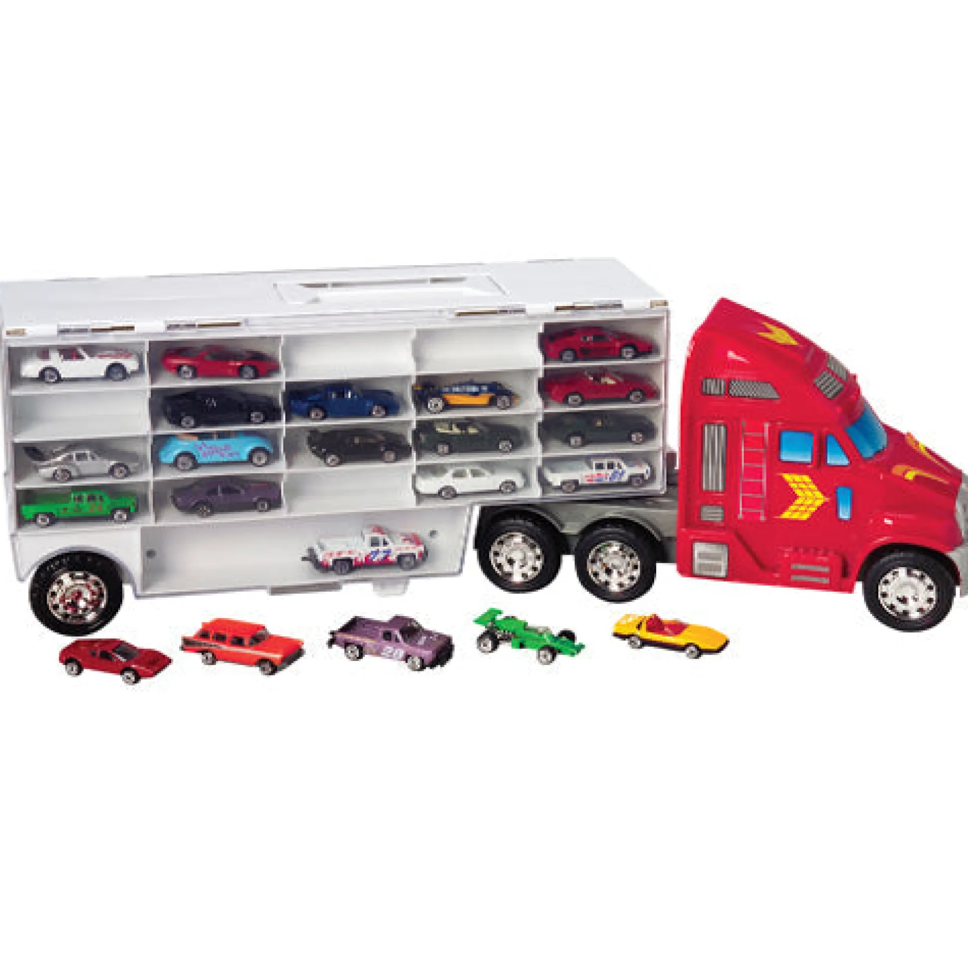 Super-Rig Carrier for 44 Die-Cast Cars | Heavy-Duty 8-Wheel Storage Case with Handle