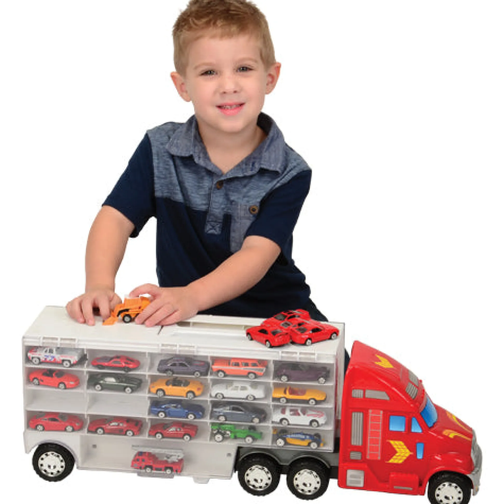 Super-Rig Carrier for 44 Die-Cast Cars | Heavy-Duty 8-Wheel Storage Case with Handle